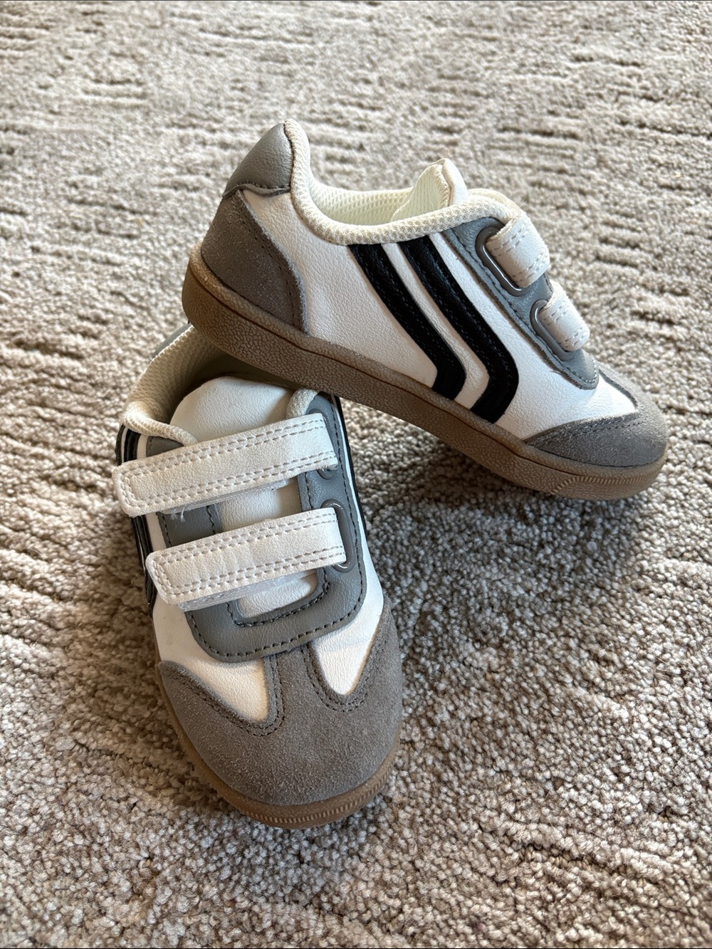 Kids White and Gray Velcro Sneakers Target